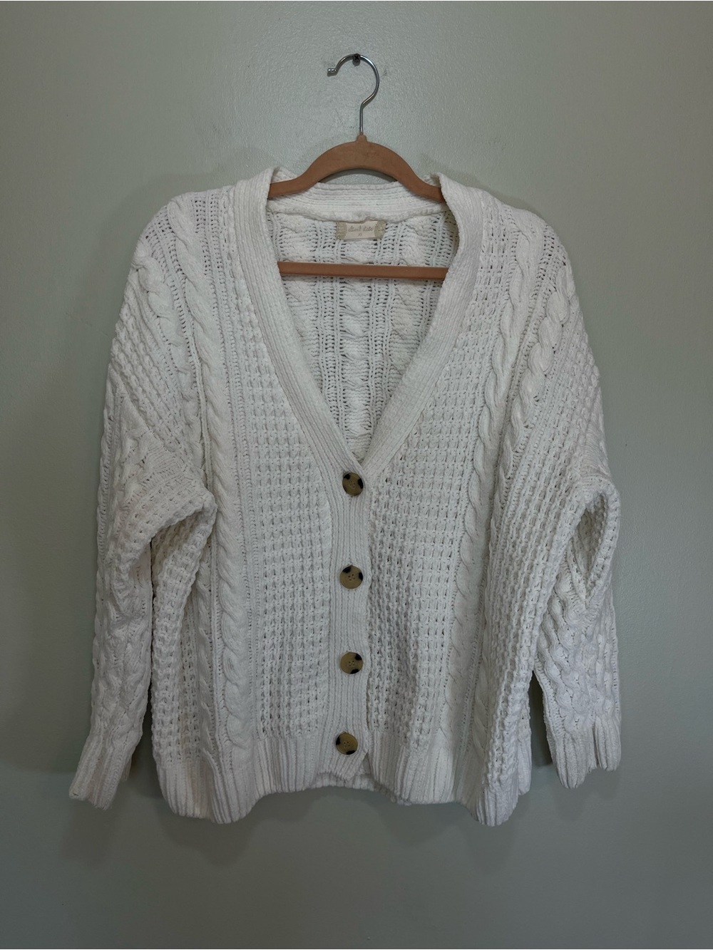 Altar’d State Chunky Cable Knit Cardigan Cream Cozy Coquette Cottagecore XS